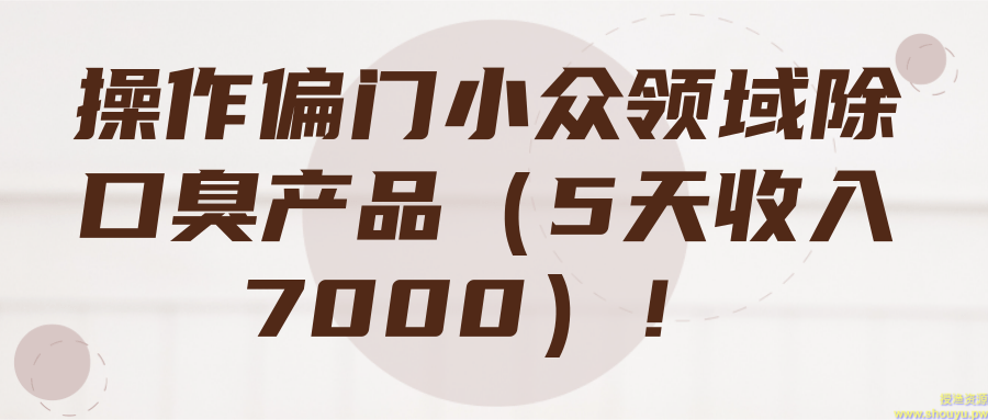 操作偏门小众领域除口臭产品（5天收入7000）！【视频教程】