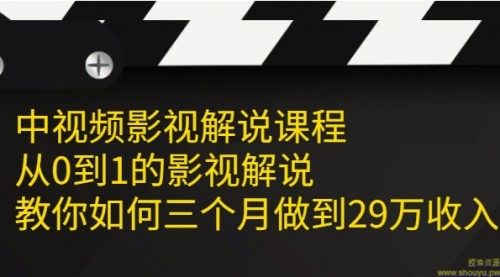 中视频影视解说课程，从0到1的影视解说，教你如何三个月做到29万收入